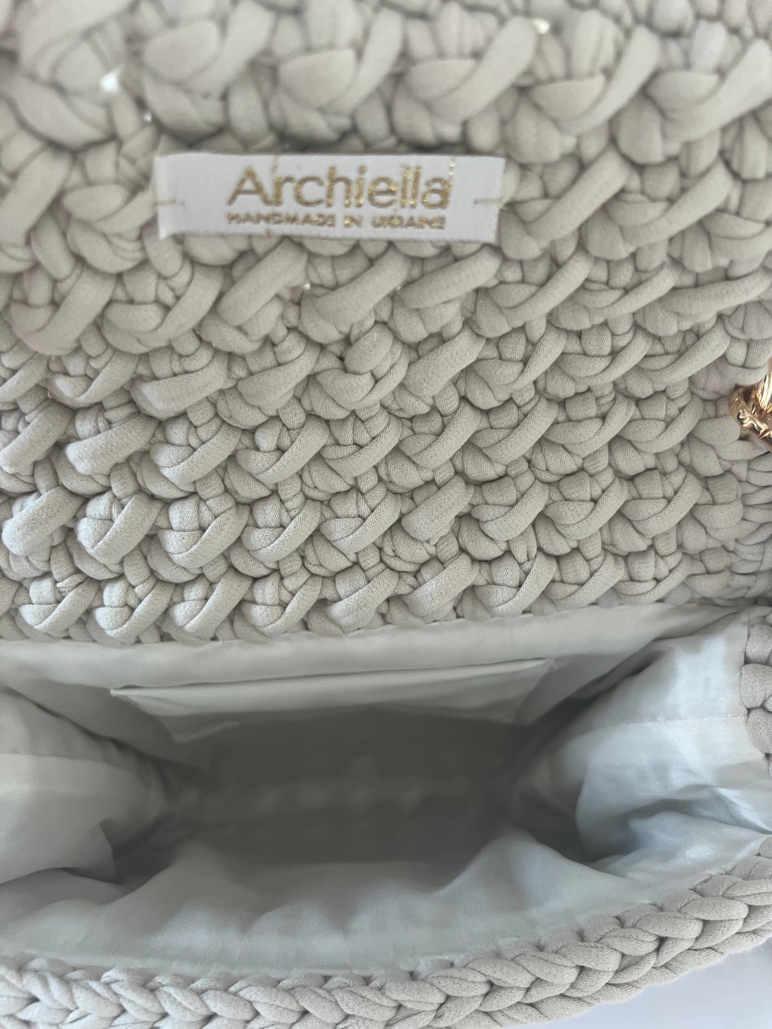 Archiella Knitted Handbag Pearl Gold