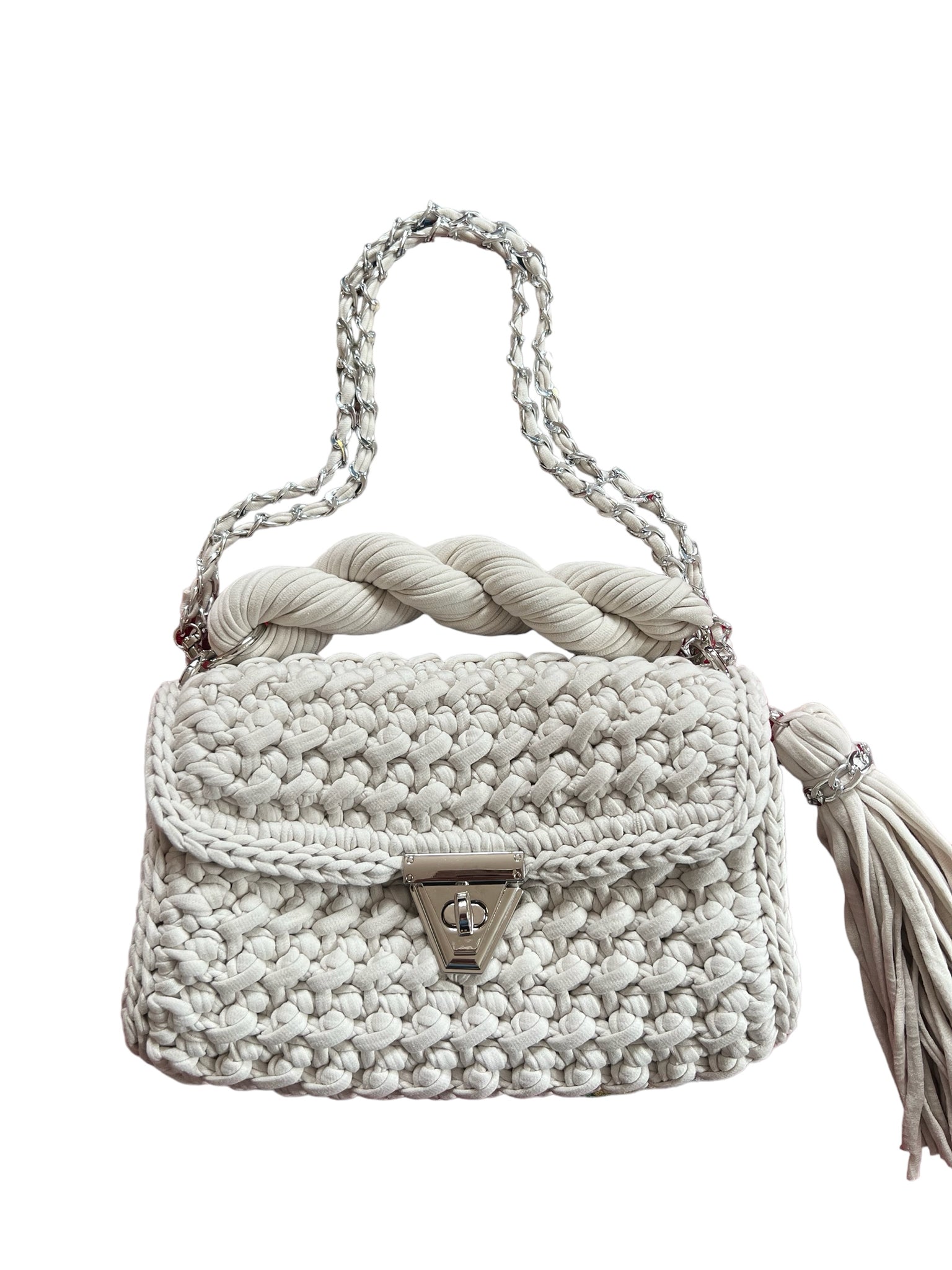 Archiella Knitted Handbag Pearl Silver