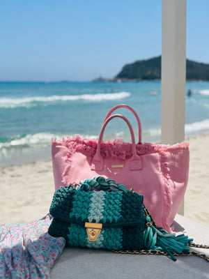 Archiella Summer Fringe Canvas Tote Pastel Pink