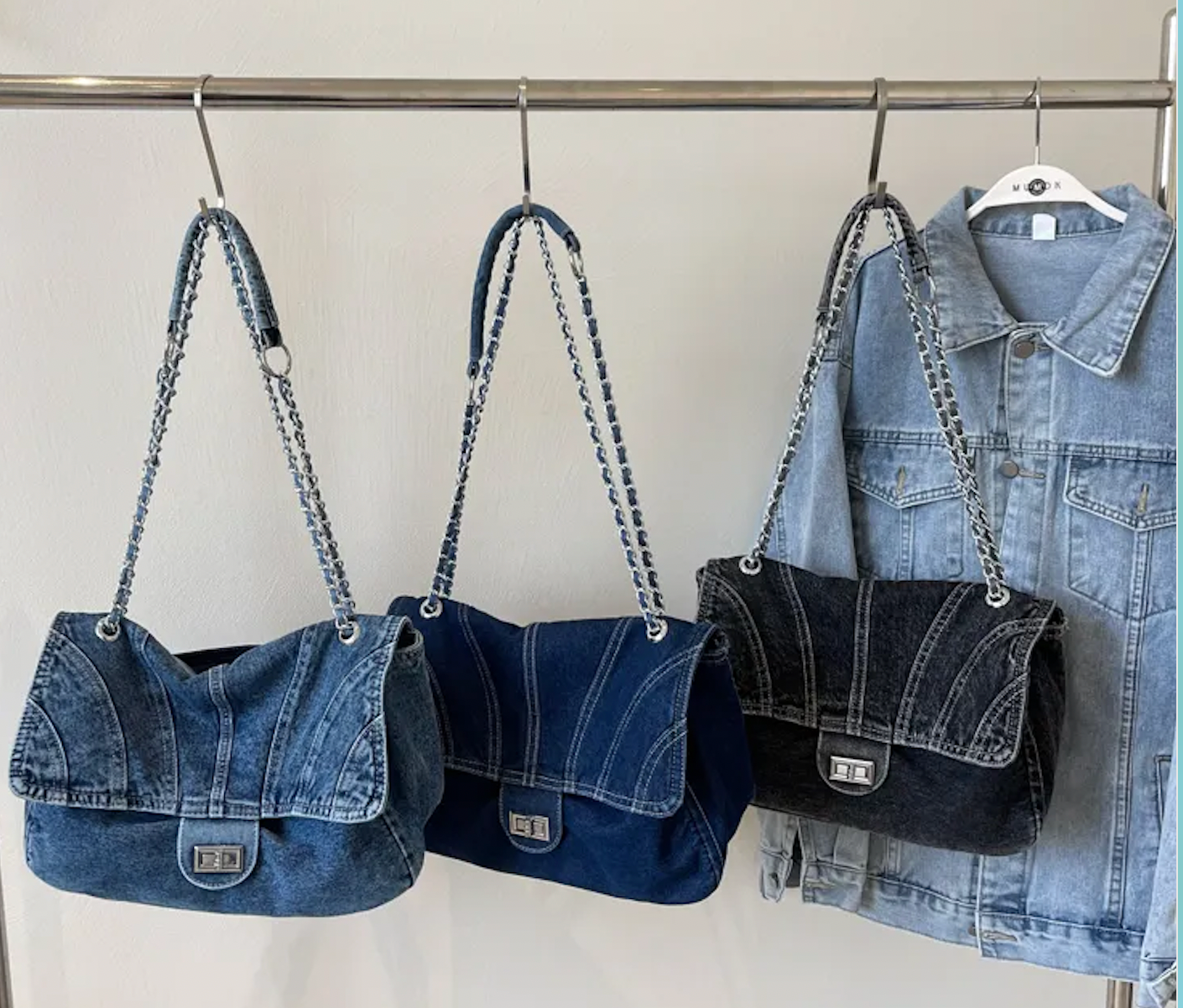 Denim Glam Handbag Noir