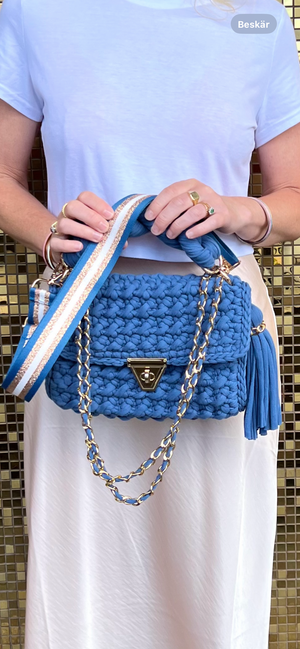 S/S 24 Archiella Knitted Handbag Denim Blue Gold