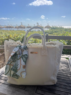 Archiella Summer Fringe Canvas Tote Sand