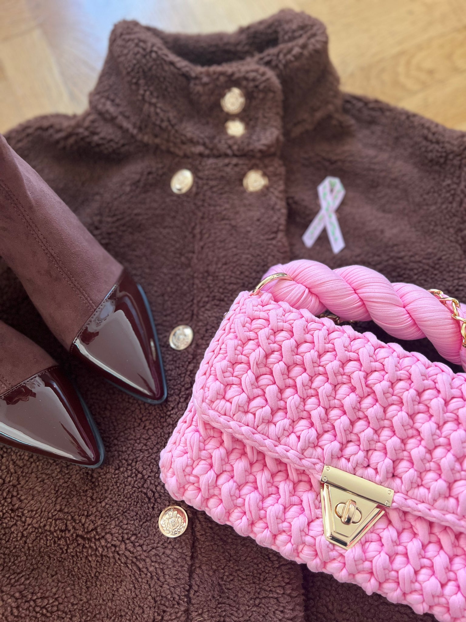 New Design S/S 25 Archiella Crochet Handbag Pastel Pink