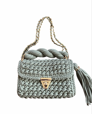 Archiella Knitted Handbag Preppy Green Gold